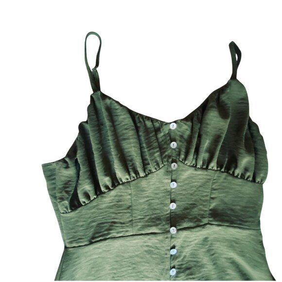 Sage Button Down Pleated Bust Midi Dress - Picture 6 of 7